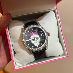 Betsey Johnson Rhinestone skull watch